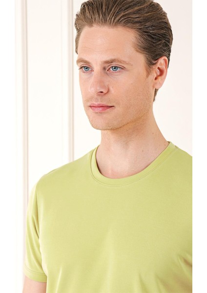 Slim Fit Bisiklet Yaka Pamuklu Kivi Tişört Ts 880 modelleri