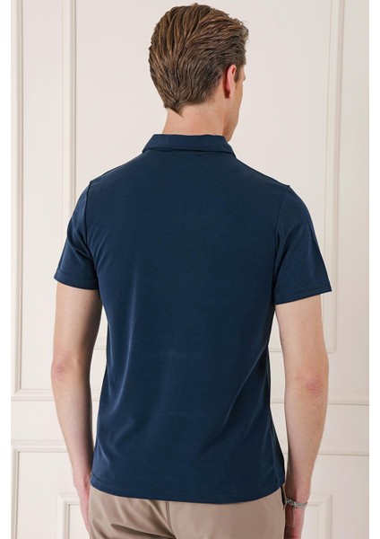 Slim Fit Düğmeli Polo Yaka Pamuklu Lacivert Tişört Ts 879 fırsatları