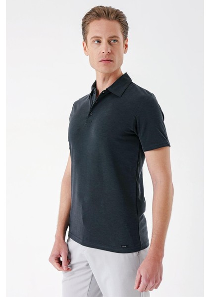 Slim Fit Düğmeli Polo Yaka Pamuklu Siyah Tişört Ts 879 fiyatları
