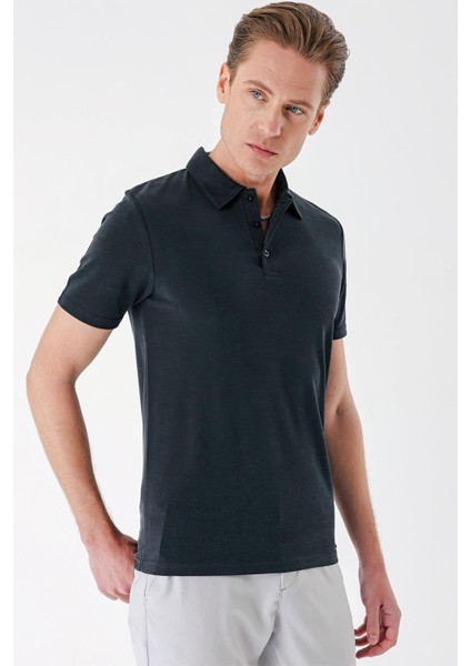 Slim Fit Düğmeli Polo Yaka Pamuklu Siyah Tişört Ts 879 modelleri