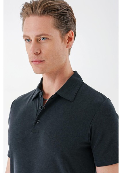 Slim Fit Düğmeli Polo Yaka Pamuklu Siyah Tişört Ts 879 fırsatları