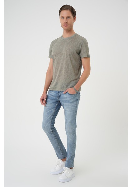 Comfort Fit Bisiklet Yaka Viskon Karışımlı Casual Açık Yeşil Tişört Ts 902 fiyatları