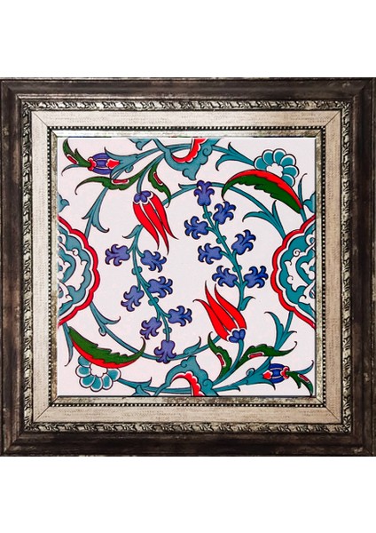 20x20 Cm Ac 5 İznik Dönence Çiçek Desenli Çini Pano