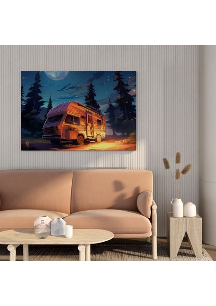 Karavan Kanvas Tablo - Yıldızlı Gece Macerası - Karavan Yıldızlı Gece Gökyüzü Hayranlık fiyatları