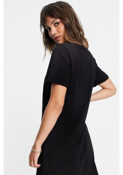 Miyav Kurukafa Siyah Kısa Kollu Penye Kadın T-Shirt Elbise fiyatları