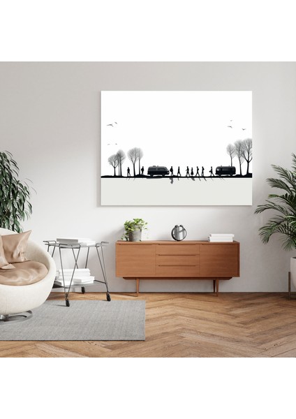 Minimalist Karavan Yolculuk Kanvas Tablo - Karavan Kanvas Minimalist Çizgi Çizimi Duvar Dekorasyonu fiyatları