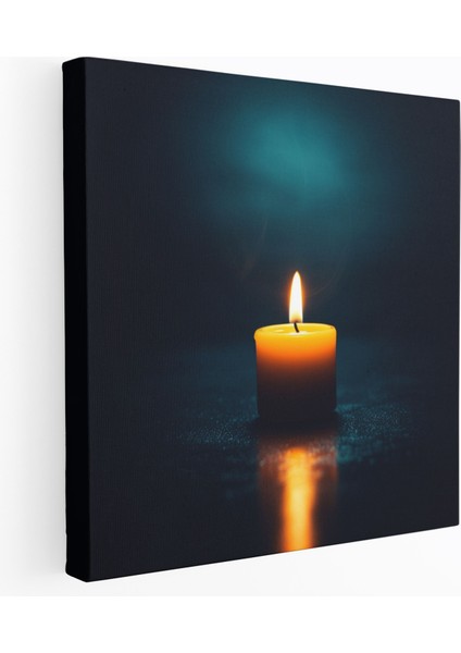 Noel Kanvas Tablo - Minimalist Fotoğrafçılık - Parlayan Mum - Noel Huzur Kanvas Duvar Sanatı Şıklık