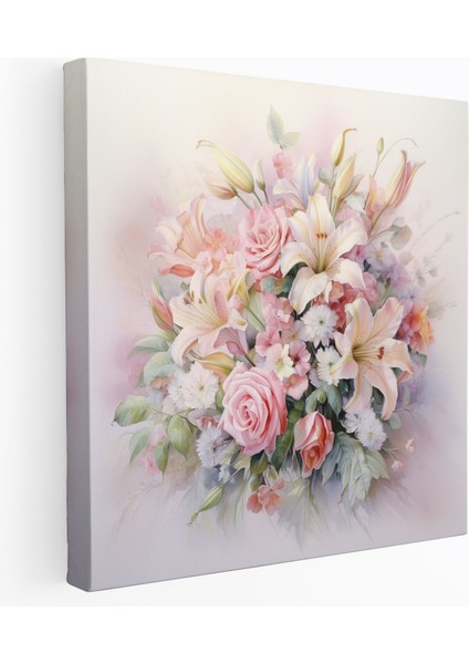 Klasik Kanvas Tablo: Zarif Çiçek Buketi - Klasik Duvar Dekorasyonu Kanvas