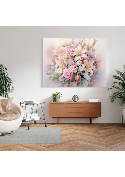 Klasik Kanvas Tablo: Zarif Çiçek Buketi - Klasik Duvar Dekorasyonu Kanvas modelleri