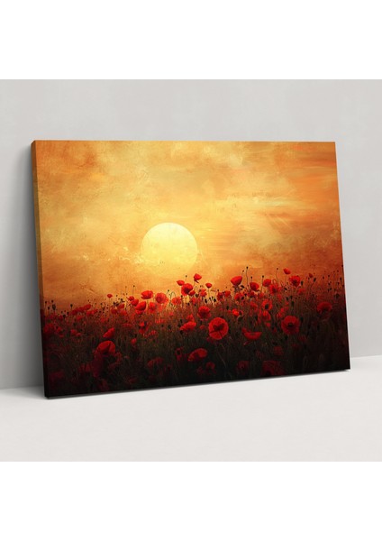 Gün Doğarken Gelincik Tarlası Claude Monet Tarzı Kanvas Tablo - Claude Monet Kanvas Duvar Dekorasyonu Kanvas Duvar Sanatı