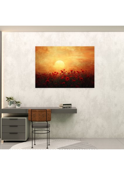 Gün Doğarken Gelincik Tarlası Claude Monet Tarzı Kanvas Tablo - Claude Monet Kanvas Duvar Dekorasyonu Kanvas Duvar Sanatı modelleri