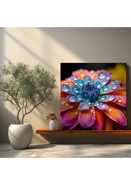 Parlayan Su Damlaları: Canlı Canlı Çiçek Su Damlaları Kanvas Tablo Sanatı fiyatları