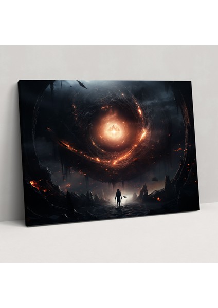 Ötesi Siyah Delik Kanvas Tablo - Dünya Kanvas Tablo Duvar Dekorasyonu Siyah Delik
