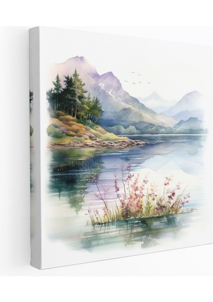 Sakin Klasik Manzara Kanvas Tablo - Klasik Dağlar Duvar Sanatı