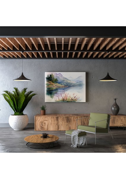 Sakin Klasik Manzara Kanvas Tablo - Klasik Dağlar Duvar Sanatı modelleri