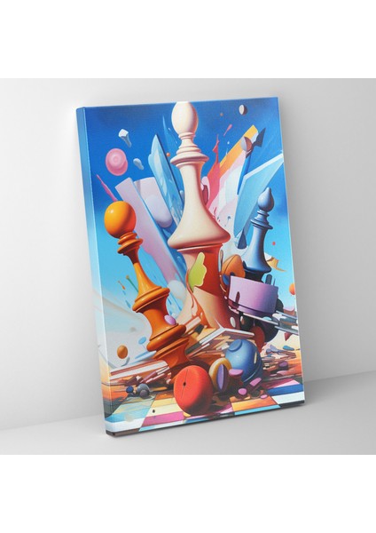Satranç Soyut Kanvas Tablo - Satranç Satranç Taşları Kanvas Duvar Sanatı