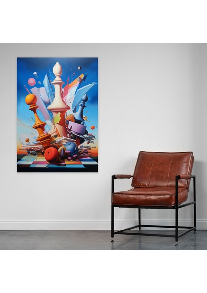 Satranç Soyut Kanvas Tablo - Satranç Satranç Taşları Kanvas Duvar Sanatı fiyatları