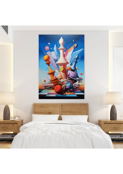 Satranç Soyut Kanvas Tablo - Satranç Satranç Taşları Kanvas Duvar Sanatı modelleri