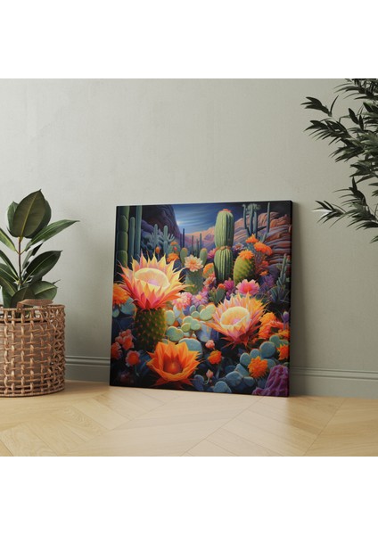 Çöl Duvar Sanatı - Renkli Çöl Çiçeği Kanvas Tablo - Çöl Kanvas Tablo Duvar Sanatı Kaktüs modelleri