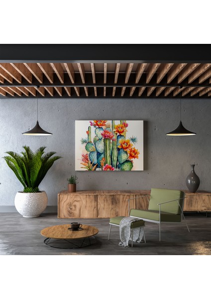 Çöl Duvar Sanatı - Çiçek Açan Saguaro Kaktüsü Suluboya Kanvas Tablo - Çöl Suluboya ve Mürekkep Çizimi Kanvas Tablo Çiçek Açan Saguaro Kaktüsü modelleri