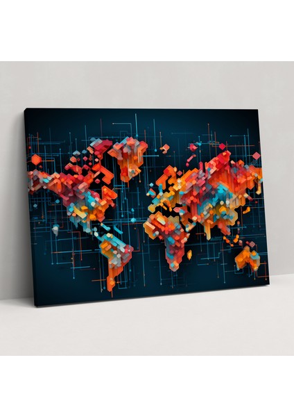 Dünya Duvar Dekorasyonu - Dünya Dünya Haritası Kanvas Tablo Sanatı Ev Dekorasyonu