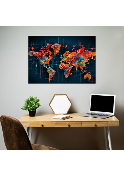 Dünya Duvar Dekorasyonu - Dünya Dünya Haritası Kanvas Tablo Sanatı Ev Dekorasyonu modelleri