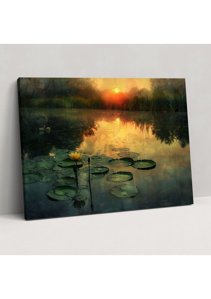 Huzurlu Gölet Günbatımı Claude Monet Tarzı Kanvas Tablo - Claude Monet Duvar Sanatı Claude Monet Tarzı Kanvas