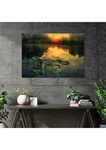 Huzurlu Gölet Günbatımı Claude Monet Tarzı Kanvas Tablo - Claude Monet Duvar Sanatı Claude Monet Tarzı Kanvas modelleri