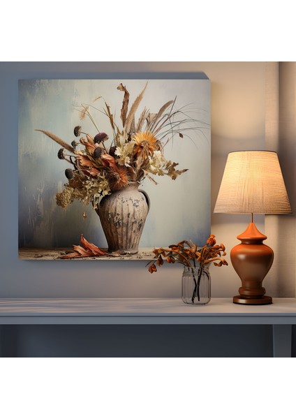 Rustik Kuru Çiçek Kanvas Tablo - Ev Dekorasyonu Için Nostaljik Tasarım modelleri