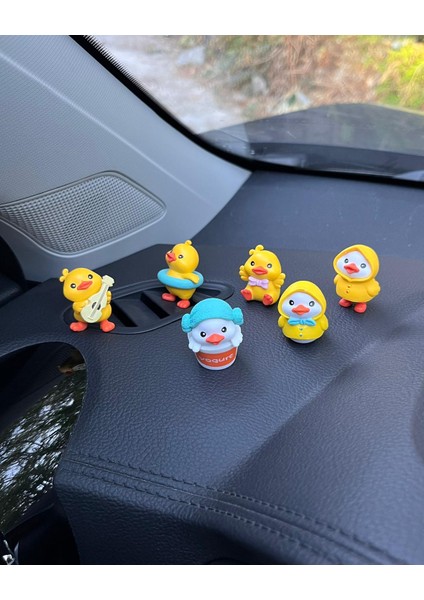 Sevimli Ördek Civciv Araba Içi Torpido Üstü Biblo Aksesuar Torpido Süsü 6 Adet Sevgiliye Hediye