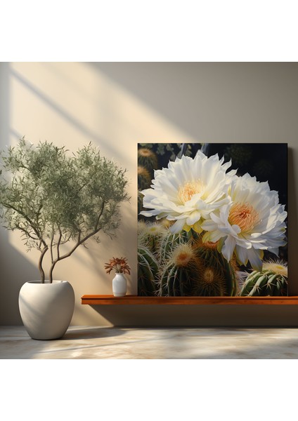 Kaktüs Kanvas Tablo - Gerçekçi Yağlı Boya Tablo - Duvar Sanatı - Kaktüs Çiçek Açan Kaktüs Duvar Dekorasyonu Ev Dekorasyonu fiyatları
