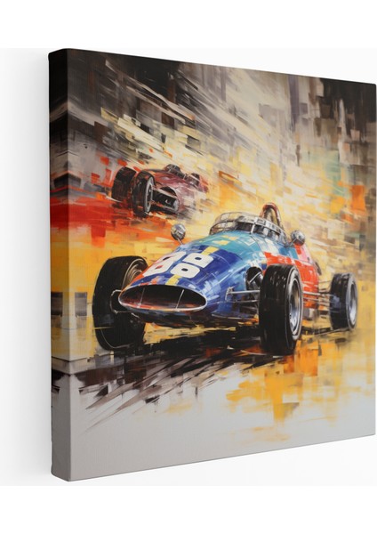 Dinamik Yarış Arabaları Soyut Kanvas Tablo