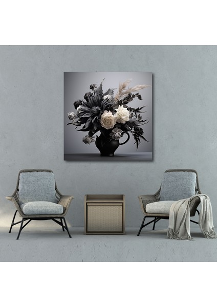 Monokrom Kuru Çiçek Kanvas Tablo - Ev Dekorasyonu Duvar Sanatı Monokrom Fotoğraf fiyatları