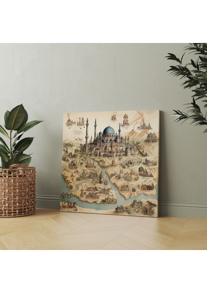 Kutsal Kuran Vintage Harita Kanvas Tablo Duvar Sanatı fiyatları