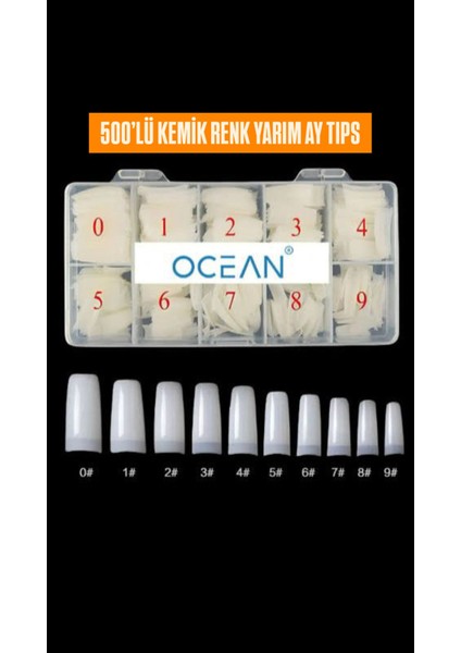 500 Lü Yarım Ay Kemik Renk Tips - Özel Kutulu