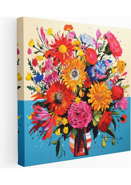 Renkli Pop Sanat Buket Kanvas Tablo