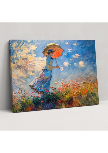 Claude Monet Şemsiyeli Kadın Duvar Dekorasyonu - Kanvas Tablo Ev Dekorasyonu