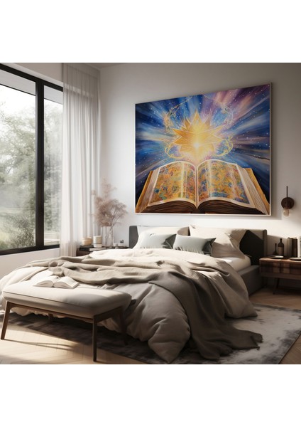 Kutsal Kuran Duvar Sanatı - Canlı Suluboya Tablo Kanvas Baskı - Kutsal Kuran Ruhani Sanat Duvar Dekorasyonu modelleri