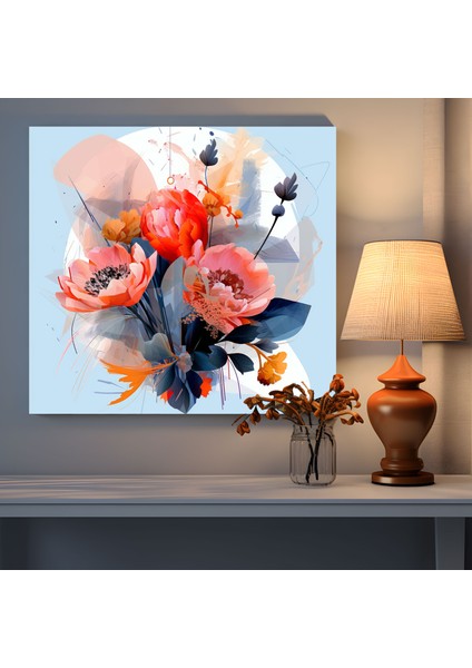Geometrik Kurutulmuş Çiçek Duvar Sanatı - Kurutulmuş Çiçek Soyut Düzenleme Canlı Renkler Kanvas Tablo fiyatları