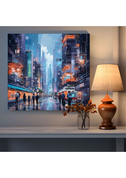 Harika Gelecek Şehir Kanvas Tablo - Modern Şehir Manzaralı Resim fiyatları