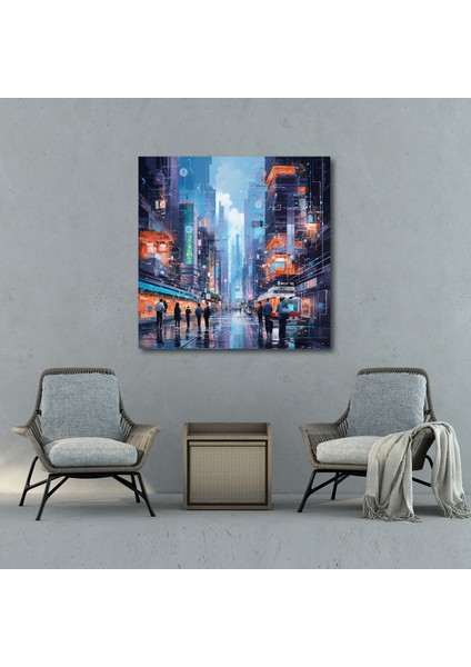 Harika Gelecek Şehir Kanvas Tablo - Modern Şehir Manzaralı Resim modelleri