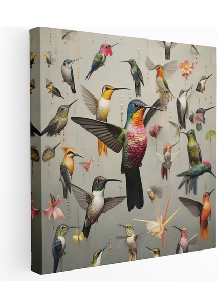 Kolibrili Duvar Sanatı - Muhteşem Görsel Temsil Koleksiyon Sanat Eseri Kolibri