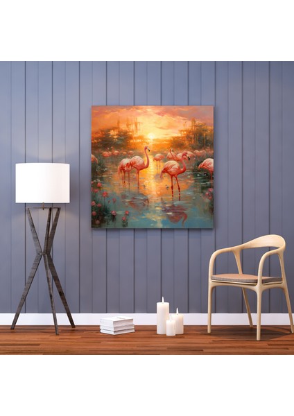 Flamingo Kanvas Tablo - Flamingo Huzur Kanvas Eterik Fırça Darbeleri fiyatları