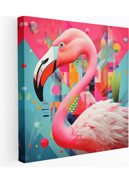 Flamingo Duvar Dekorasyonu - Kanvas Tablo Pop Sanat Illüstrasyonu Enerji
