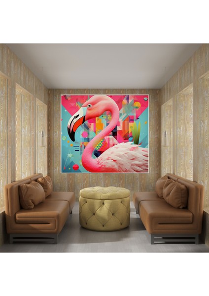 Flamingo Duvar Dekorasyonu - Kanvas Tablo Pop Sanat Illüstrasyonu Enerji modelleri