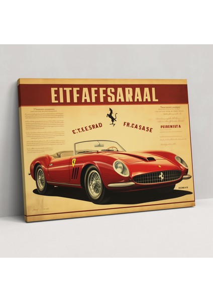 Ferrari Retro Poster - Ev Dekorasyonu Duvar Sanatı Büyüleyici Tipografi