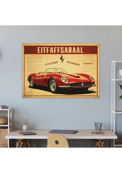 Ferrari Retro Poster - Ev Dekorasyonu Duvar Sanatı Büyüleyici Tipografi fiyatları