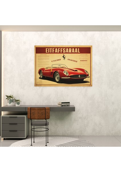 Ferrari Retro Poster - Ev Dekorasyonu Duvar Sanatı Büyüleyici Tipografi modelleri