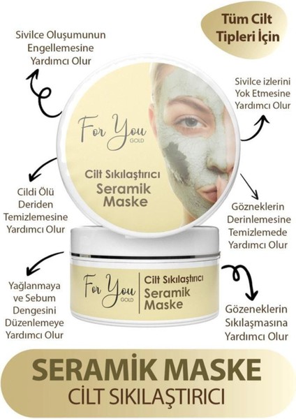 Seramik Yüz Maskesi - Gözenek Sıkılaştırcı ve Nemlendirici, Tüm Cilt Tipleri İçin, 1 Adet modelleri