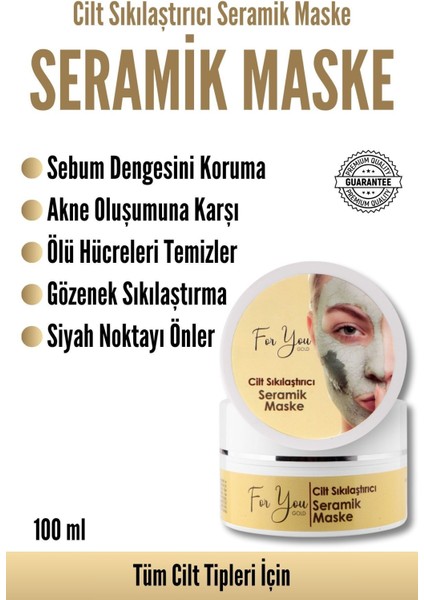 Seramik Yüz Maskesi - Gözenek Sıkılaştırcı ve Nemlendirici, Tüm Cilt Tipleri İçin, 1 Adet indirimleri